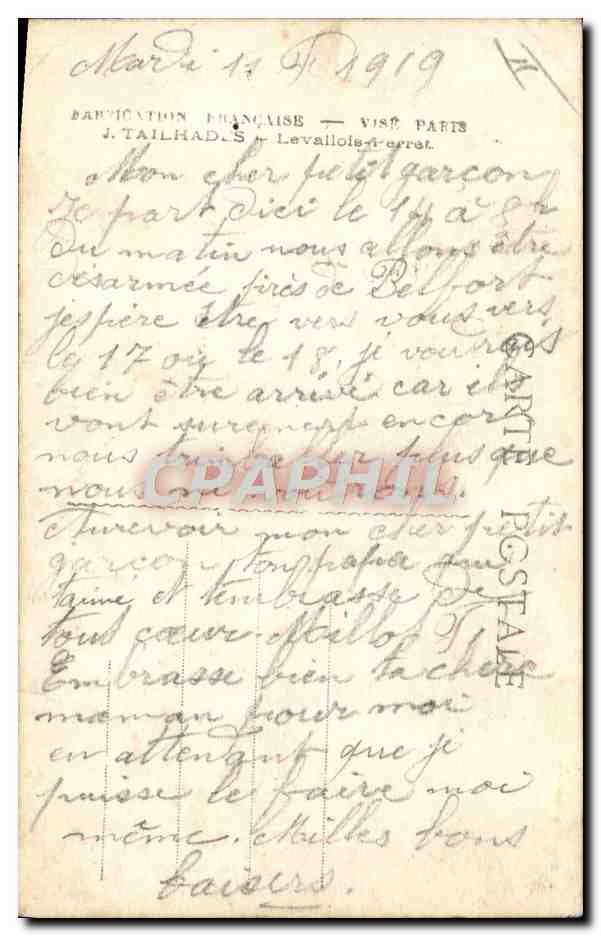 CPA Fantaisie Train Soldat Poliu  — Rückseite