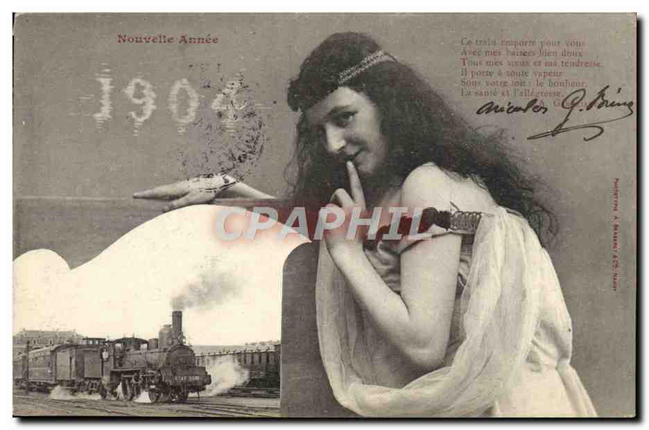 CPA Fantaisie Femme Train