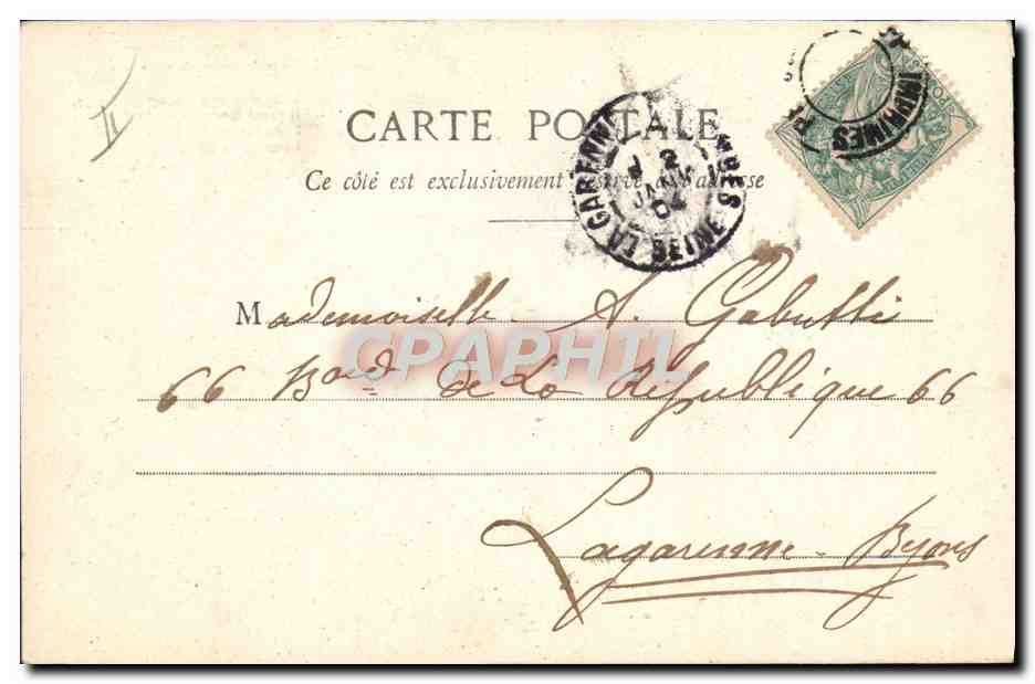 CPA Fantaisie Femme Train — Rückseite