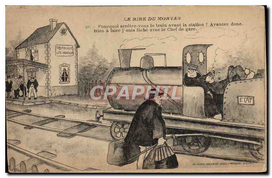 CPA Train Le rire du Morvan Trifouilly les nouilles