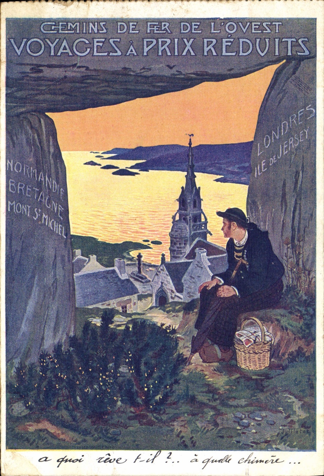 CPA Train Chemins de fer de l'Ouest Normandie Bretagne Mont Saint Michel Londres Ile de Jersey 