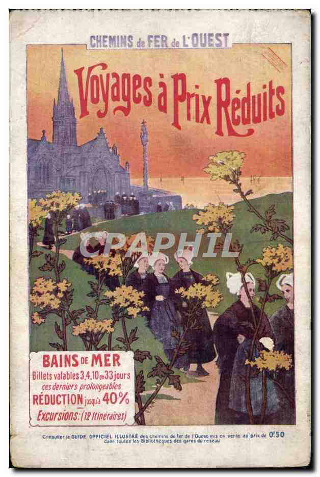 CPA Train Chemins de fer de l'Ouest Bains de mer 
