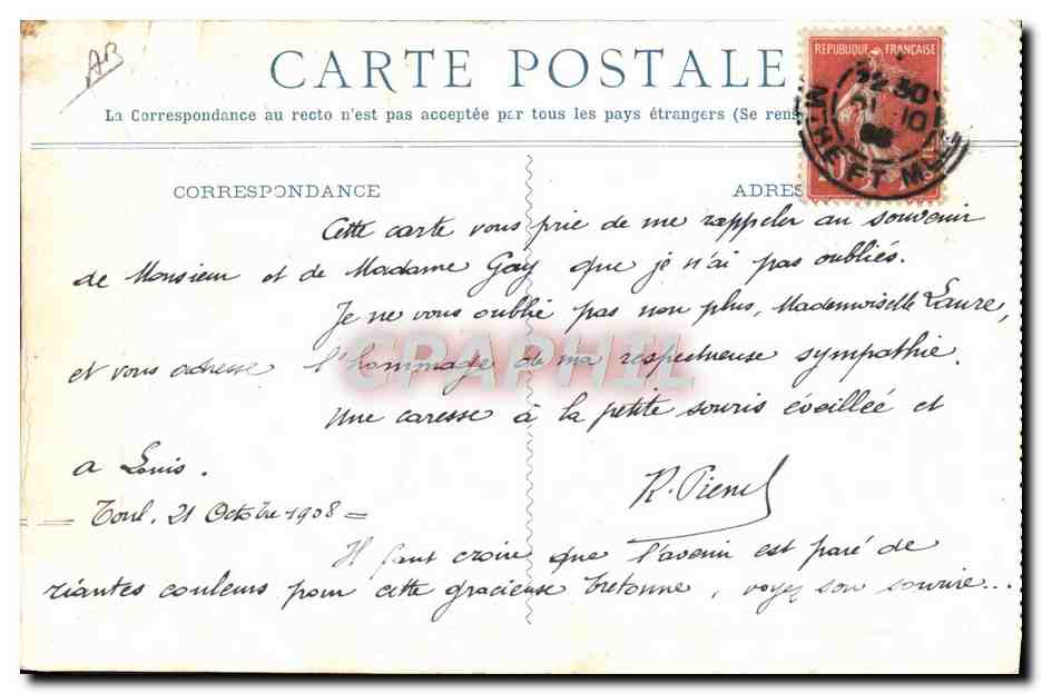 CPA Train Chemins de fer de l'Ouest Folklore — Rückseite