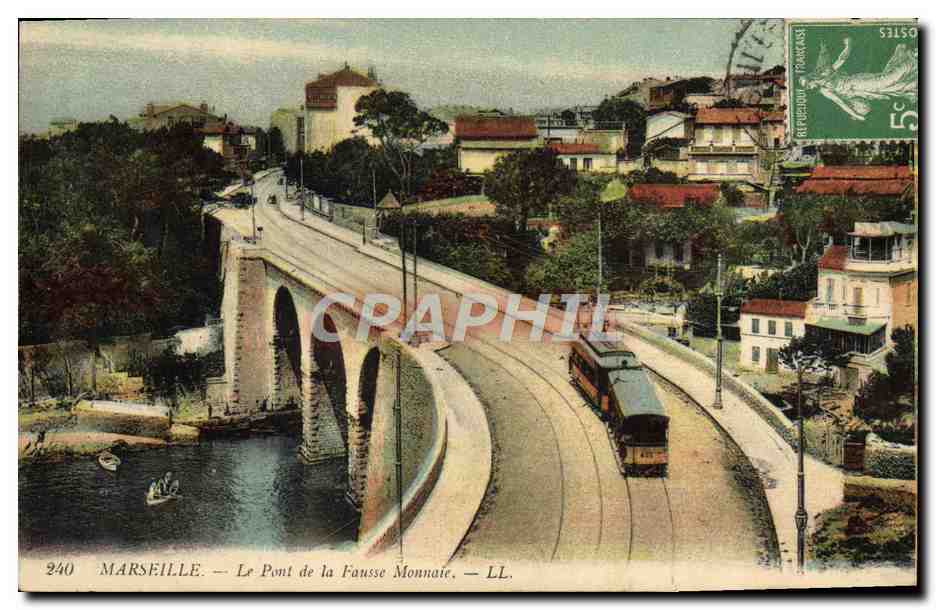 CPA Tramway Marseille La pont de la fausse monnaie