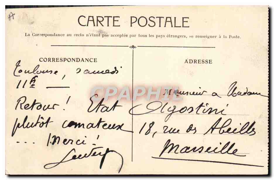 CPA Tramway Toulouse Rue Alsace Lorraine Le musee  — Verso