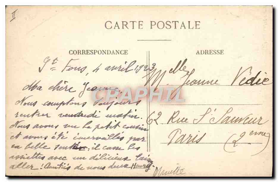 CPA Tramway Lyon La gare des Brotteaux  — Verso