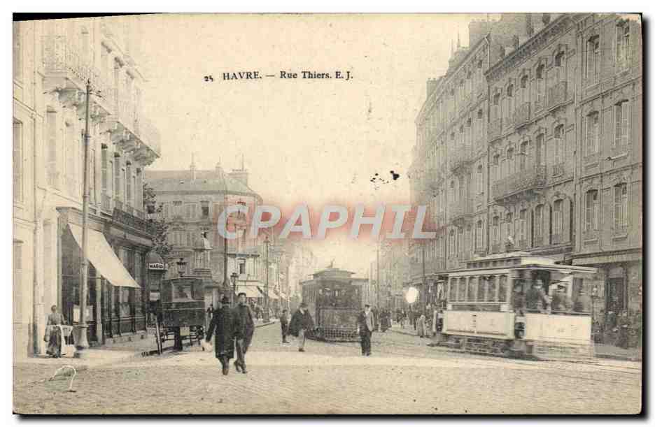 CPA Tramway Havre Rue Thiers 