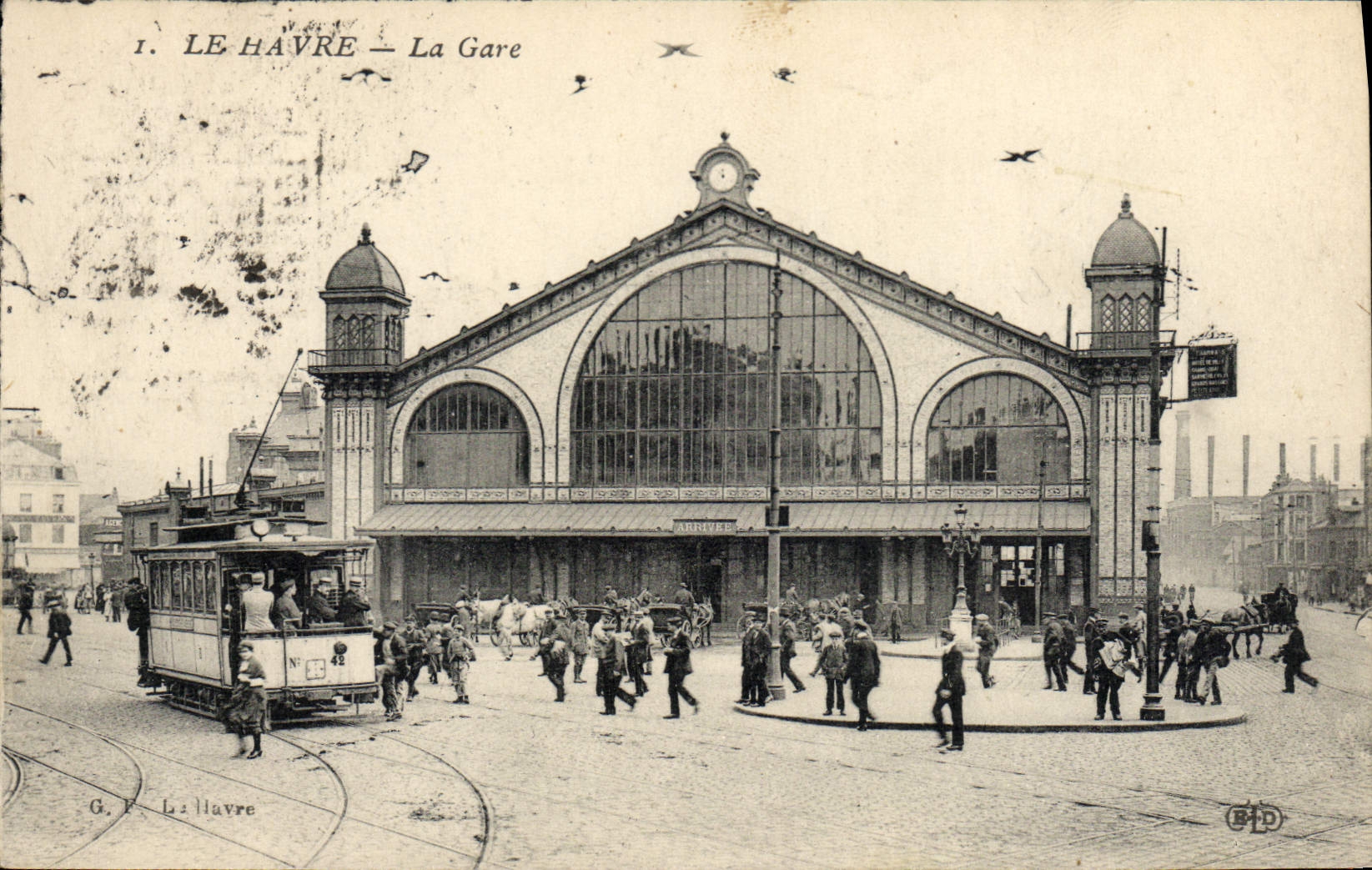 CPA Tramway Le Havre La gare