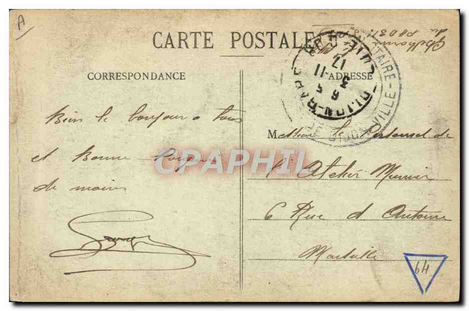 CPA Tramway Dijon Rue Rameau  — Rückseite