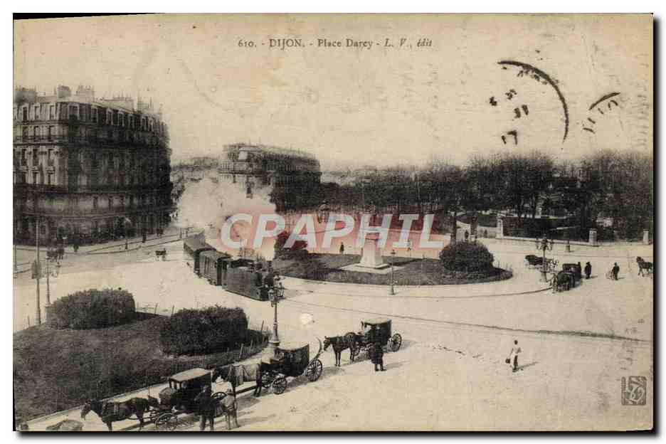 CPA Tramway Dijon Place Darcy Train 