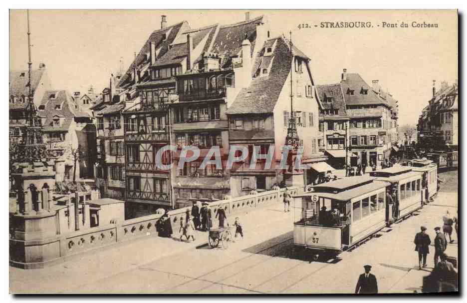 CPA Tramway Strasbourg Pont du Corbeau