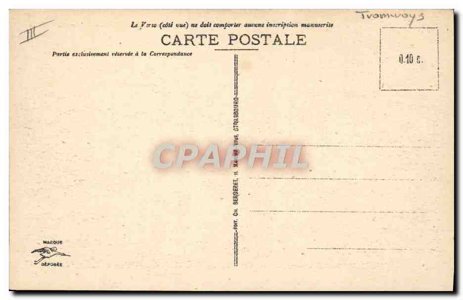 CPA Tramway Strasbourg Pont du Corbeau — Verso