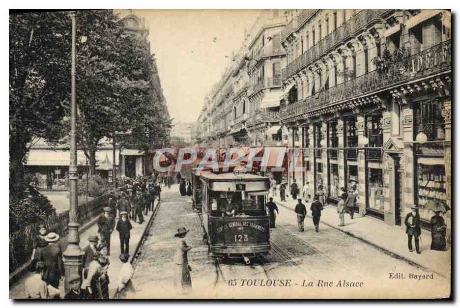 CPA Tramway Toulouse La Rue Alsace 