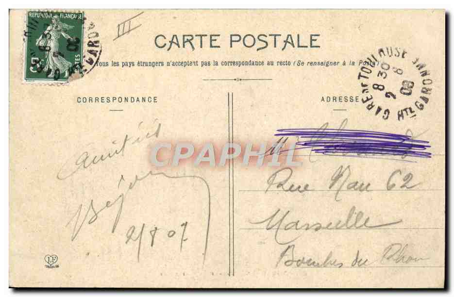 CPA Tramway Toulouse Carrefour Lafayette — Rückseite