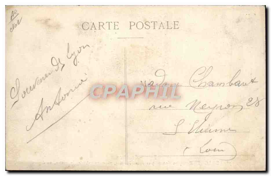 CPA Avion Aviation Lyon Aviation Legagneux Biplan Sommer et Mme Herriot premier aviatrice lyonnaise au depart  — Rückseite