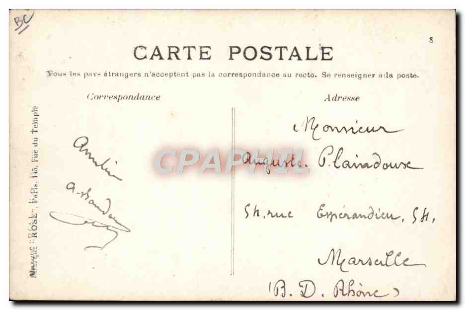 CPA Avion Aviation Locomotion aerienne Lefebvre sur biplan Wright Ariel a Reims 25 aout 1909 — Back