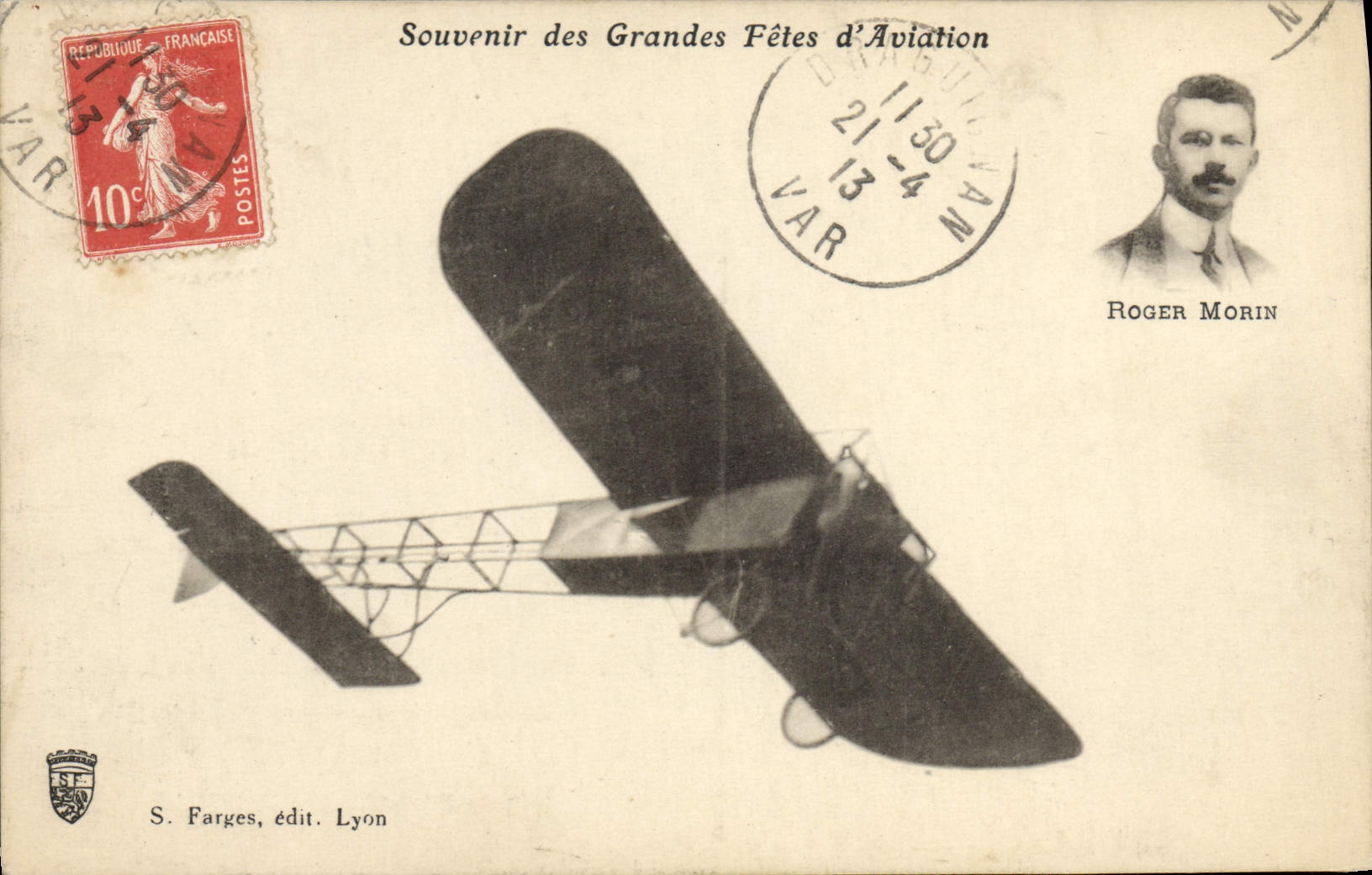 CPA Avion Aviation Souvenir des Fetes d'aviation Roger Morin 