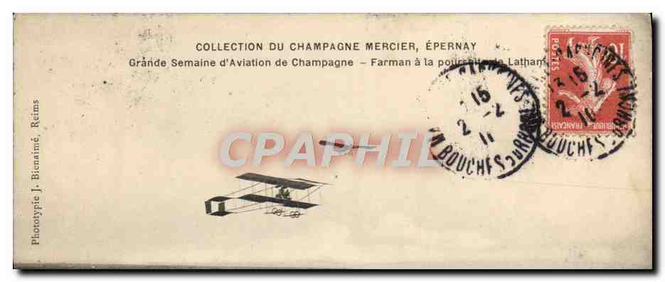 CPA Avion Aviation Collection Champagne Mercier Epernay Grande semaine d'aviation de Champagne Farman Latham