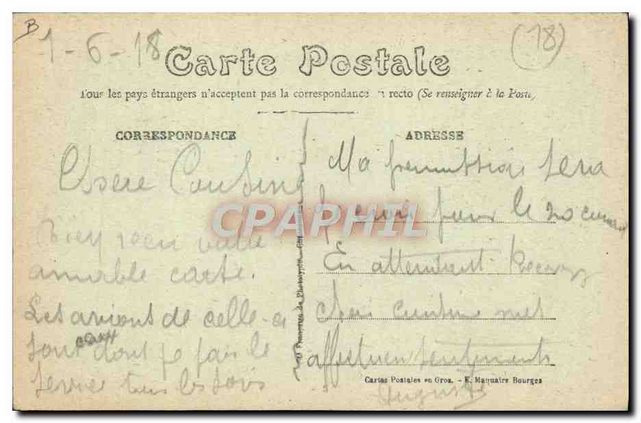 CPA Avion Aviation Avord Centre militaire d'aviation Ligne de depart Division Voisin  — Rückseite