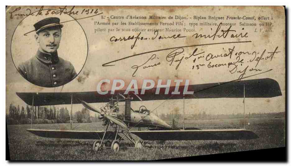 CPA Avion Aviation Centre d'aviation militaire de Dijon Biplan Breguet Franche Comte 