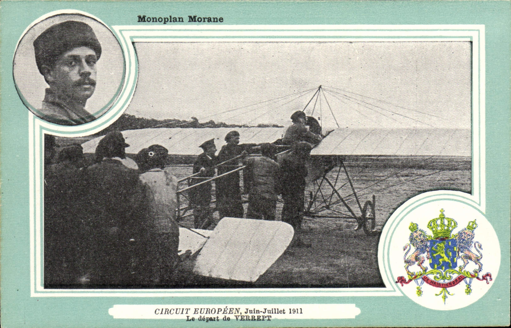 CPA Avion Aviation Monoplan Morane Circuit europeen Juin Juillet 1911 Le depart de Verrept 