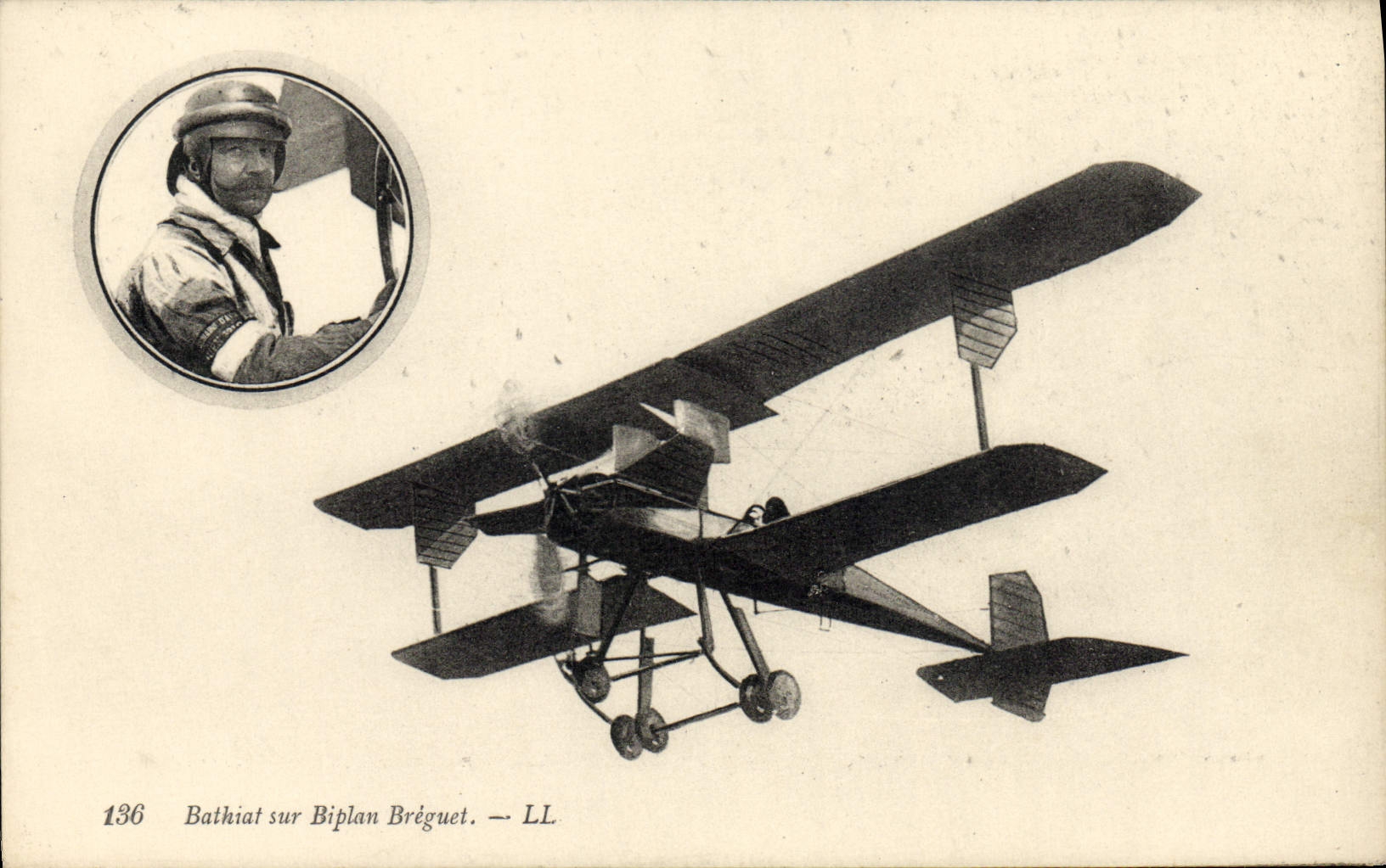 CPA Avion Aviation Bathiat sur biplan Breguet 