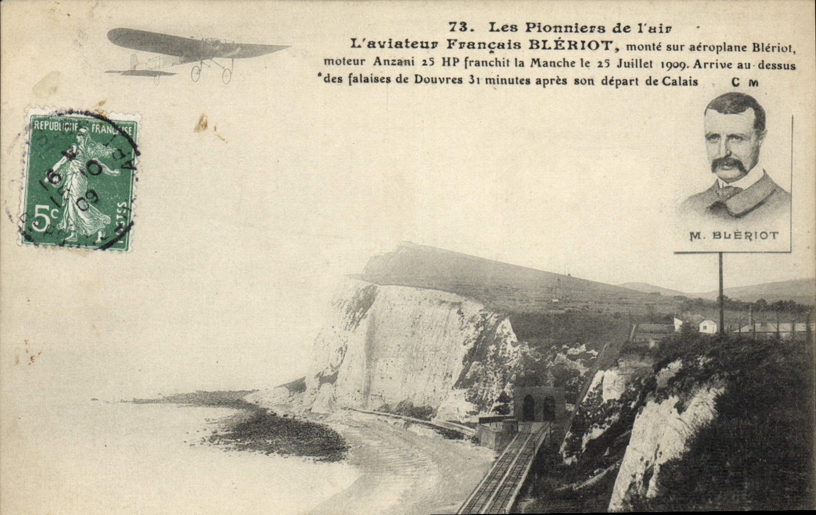 CPA Avion Aviation Les pionniers de l'air Bleriot Aeroplane franchit la Manche 