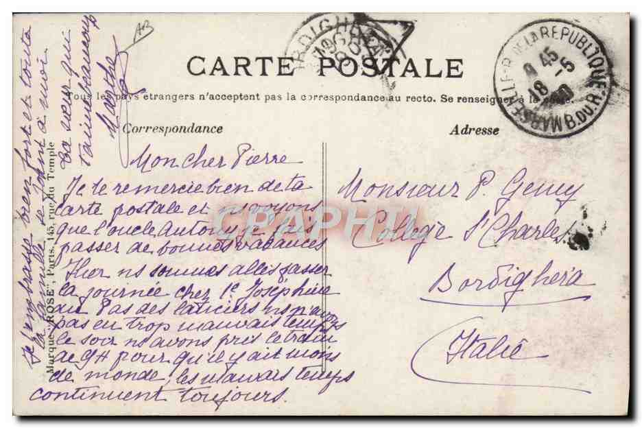 CPA Avion Aviation Bleriot sur monoplan a Reims 26 aout 1909  — Rückseite
