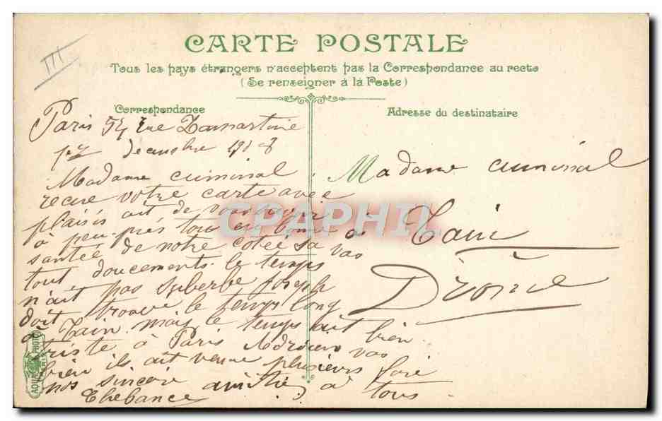 CPA Avion Aviation Aeroplane Esnault Pelterie  — Back