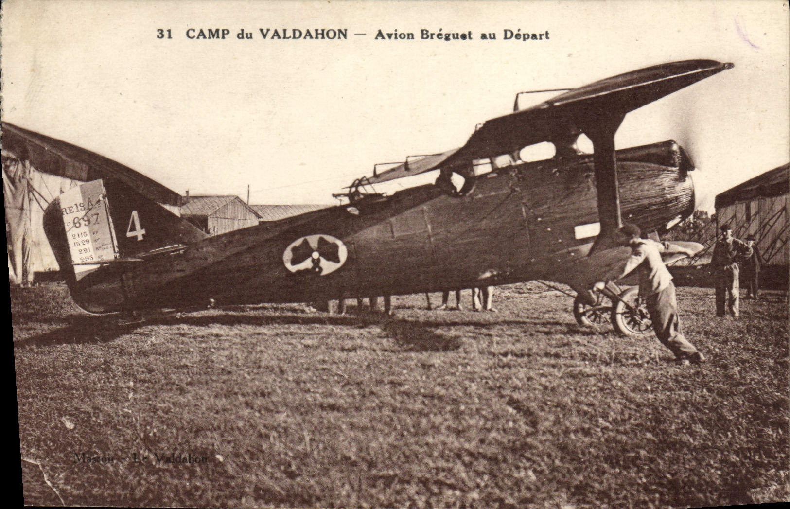 CPA Avion Aviation Camp de Valdahon Avion Breguet au depart 