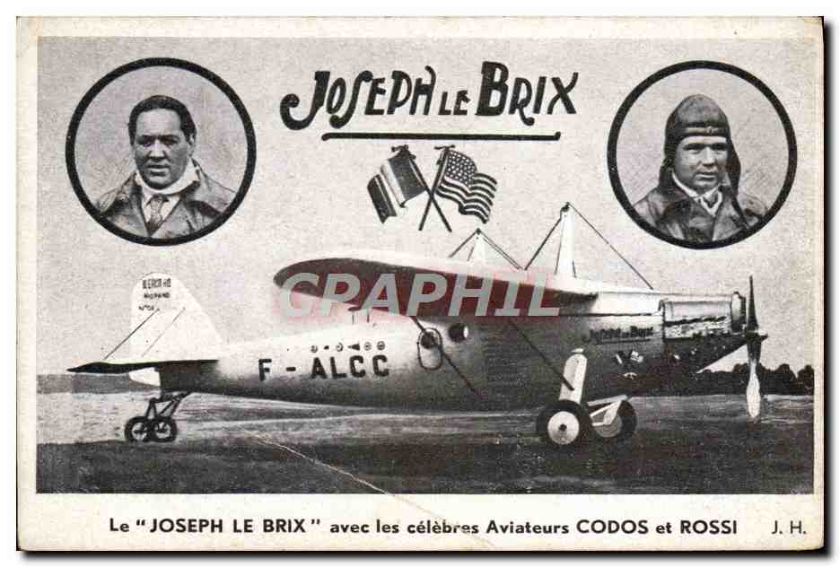 CPA Avion Aviation Joseph Le Brix Aviateurs Codos et Rossi 