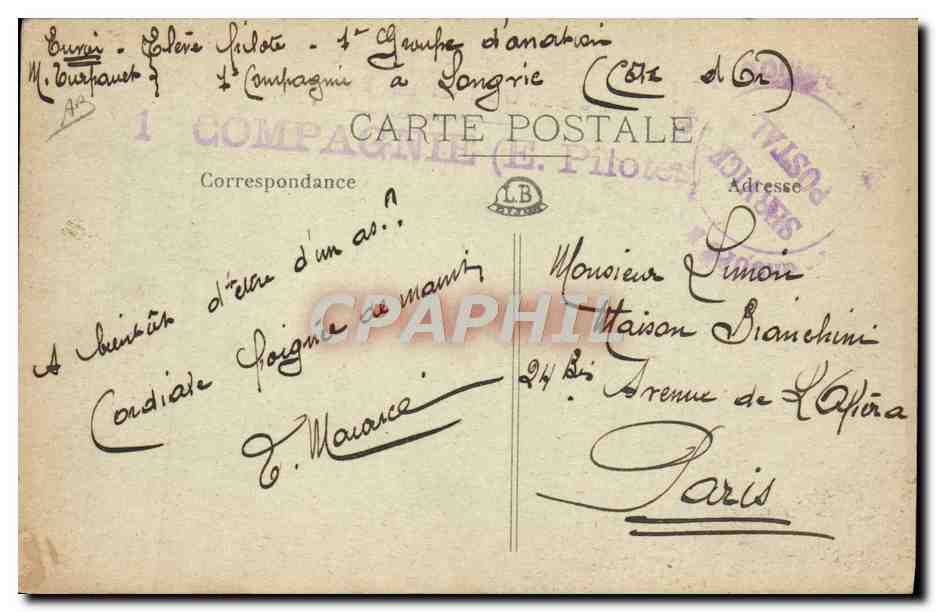 CPA Avion Aviation Camp d'aviation pres Dijon Biplans Breguet au depart  — Rückseite