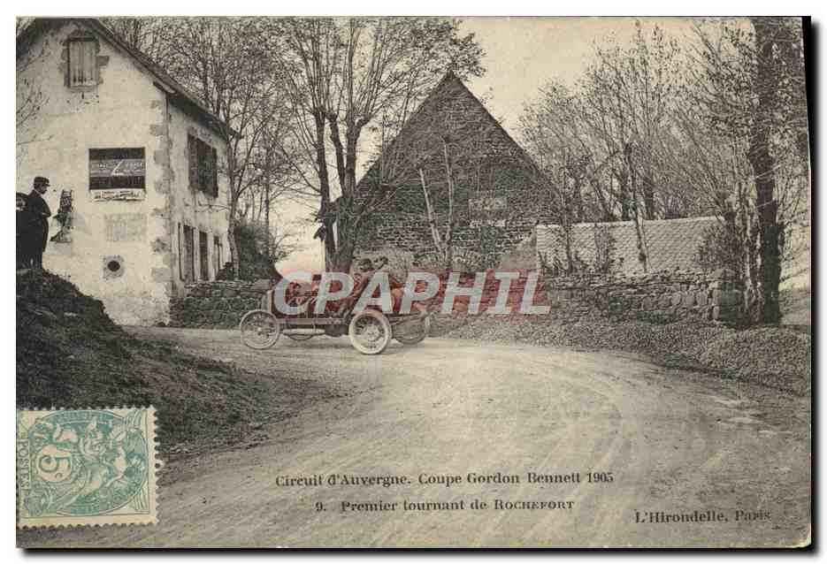 CPA Automobile Circuit d'Auvergne Coupe Gordon Bennett 1905 Premier tournant de Rochefort 
