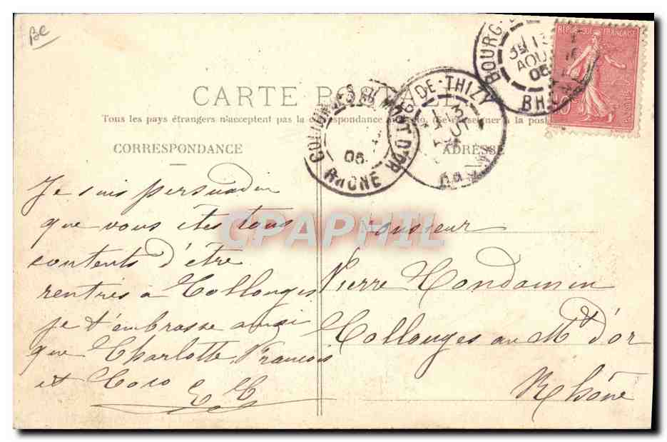 CPA Automobile Circuit d'Auvergne Coupe Gordon Bennett 1905 Descendant le grand tournant vers Plaisance  — Rückseite