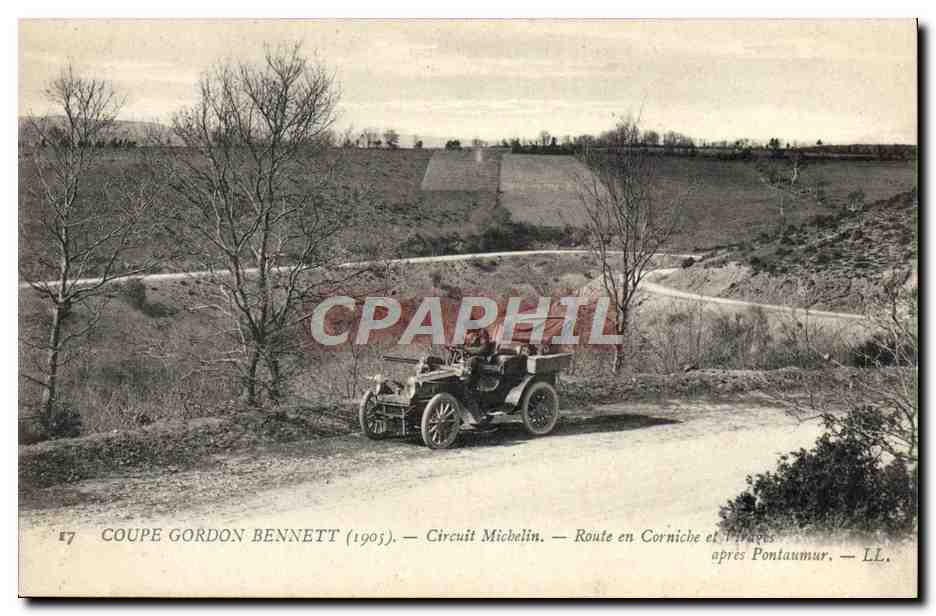 CPA Automobile Circuit d'Auvergne Coupe Gordon Bennett 1905 Circuit Michelin Route en corniche et virages Pontaumaur