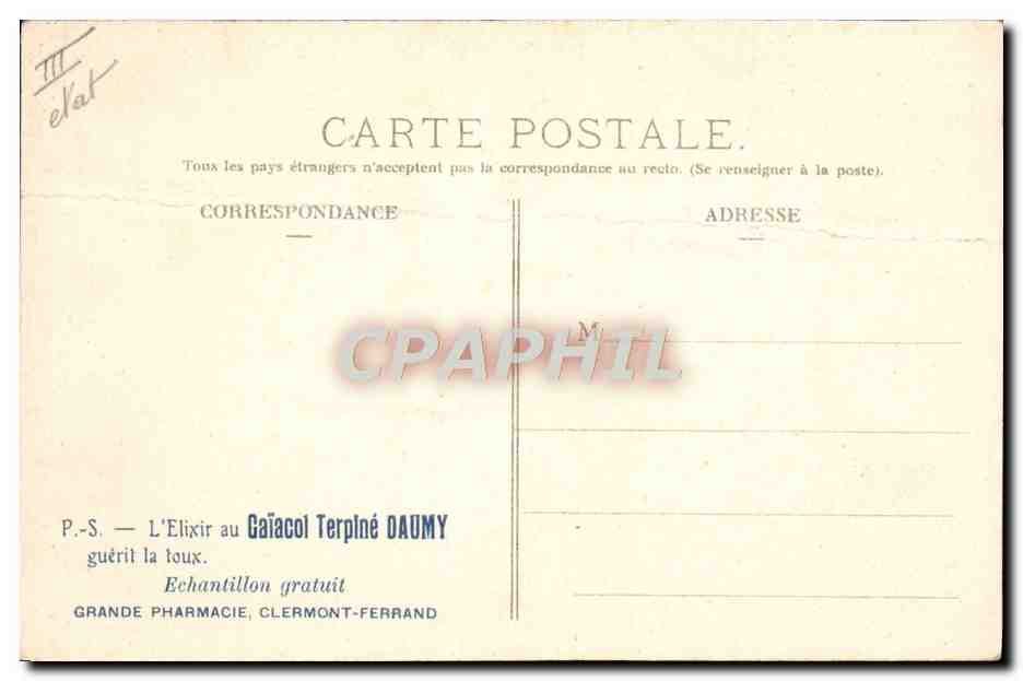 CPA Automobile Circuit d'Auvergne Coupe Gordon Bennett 1905 Circuit Michelin Tournant en gendarme  — Verso