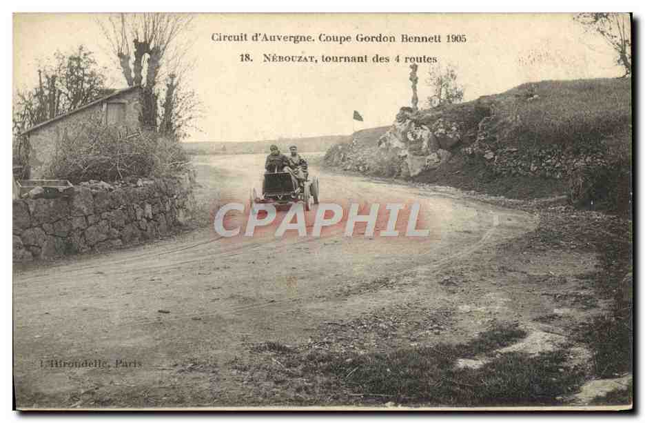 CPA Automobile Circuit d'Auvergne Coupe Gordon Bennett 1905 Nebouzat tournant des 4 routes
