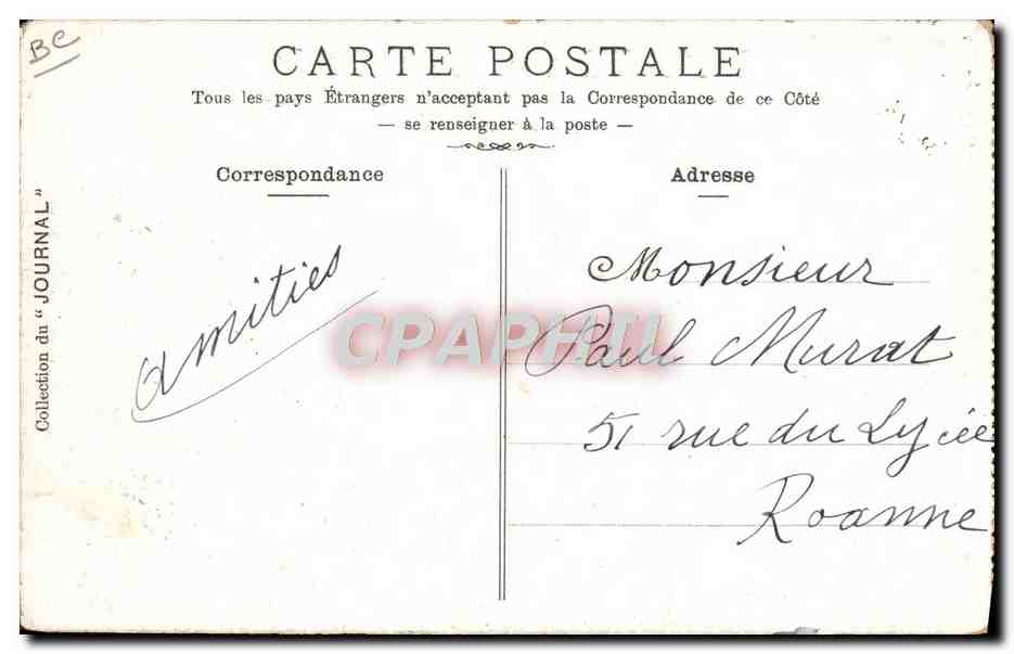 CPA Automobile Tournant du gendarme  — Rückseite