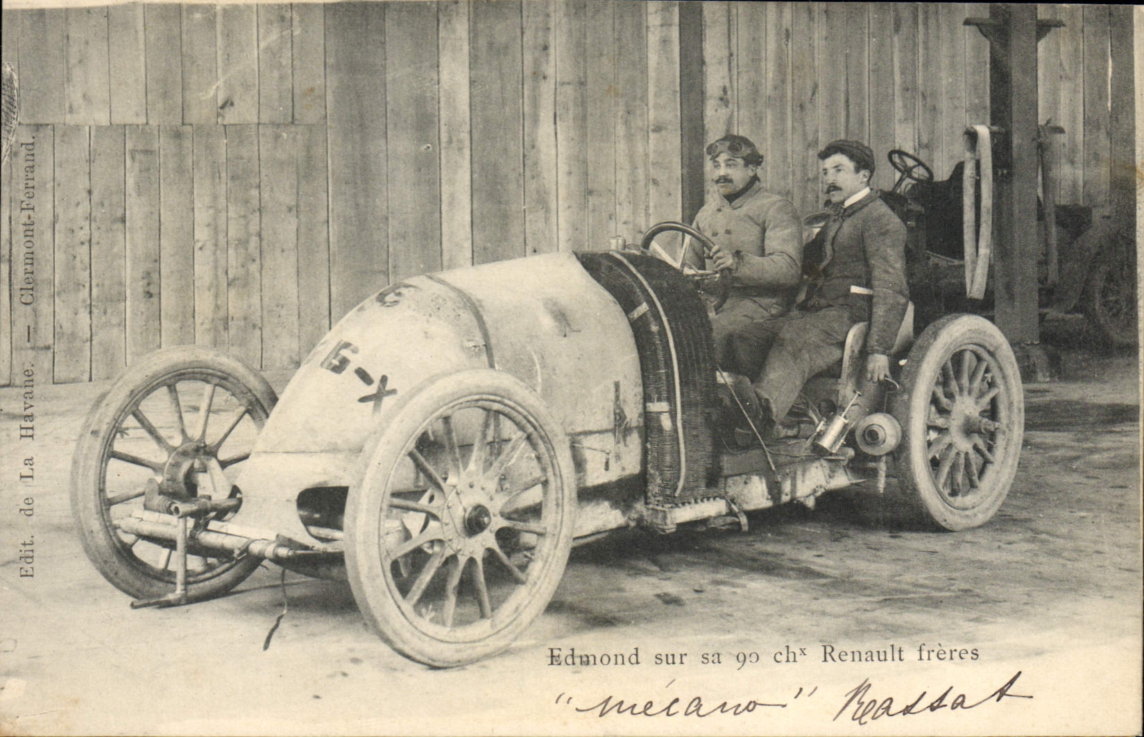 CPA Automobile Edmond sur sa 90 chevaux Renault Freres