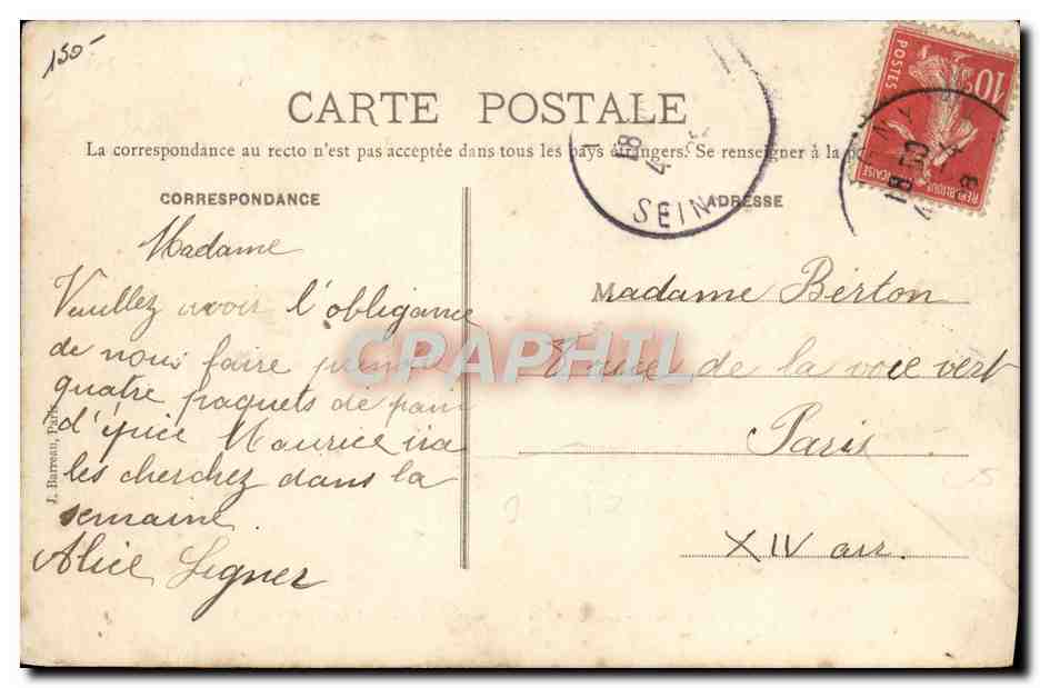 Fábricas DE DION-BOUTON — Taller de Tornos Verticales — n°6 — Reverso