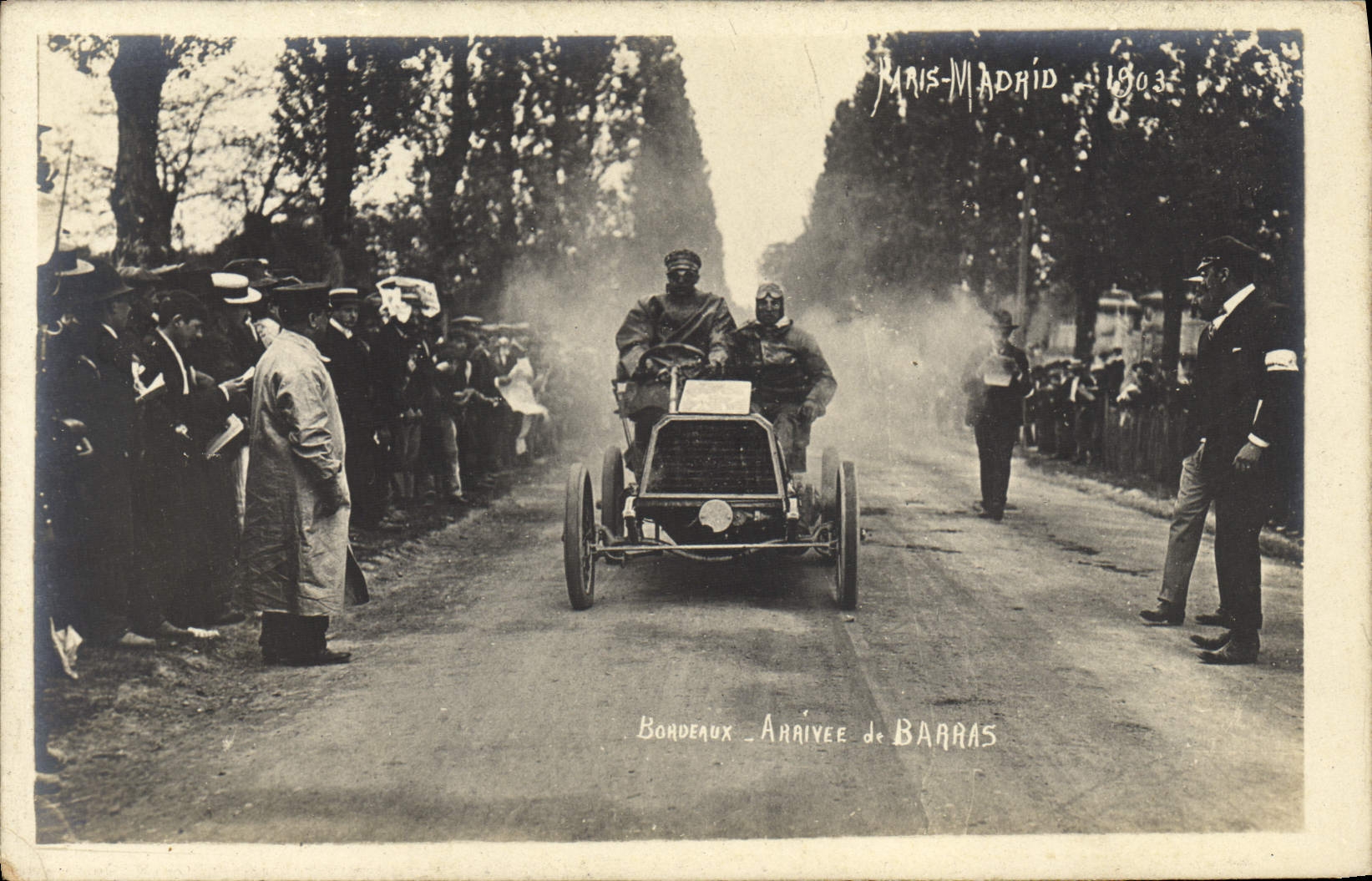 CPA Automobile Bordeaux Arrivee de Barras Paris Madrid 1903
