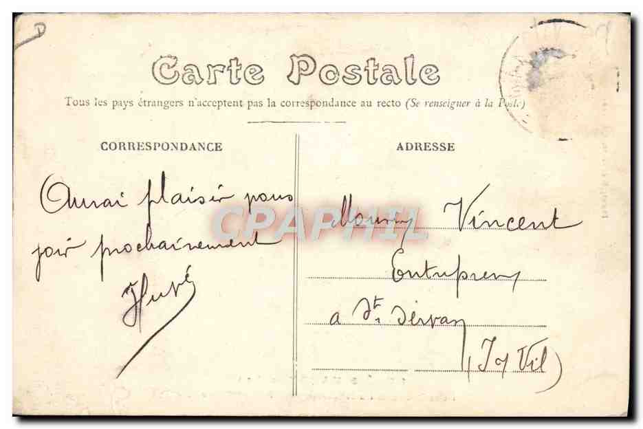Stand Huvé & Hardy — Salon de l'Automobile-Club de la Sarthe — Le Mans 1912 — Verso