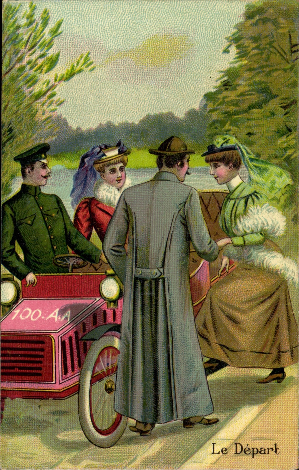 Le Départ — scène de départ en voiture — J.C. Paris