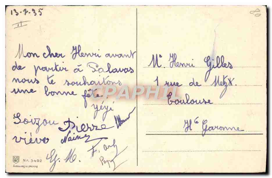 Deux enfants réparant une voiture — éditeur G. No. Frank, n°3492 — Achterkant