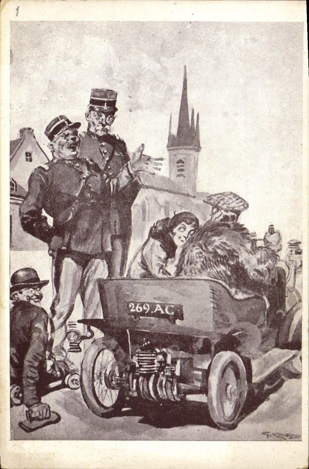 Incidents de la Route — L'Excès de Vitesse — Collection de l'Hôtel de la Couronne, à Rouen — Aquarelles de G. Conrad