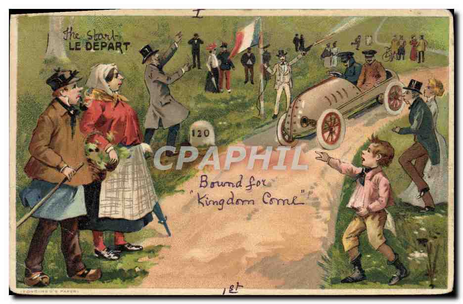 CPA Fantaisie Automobile Enfant Le depart