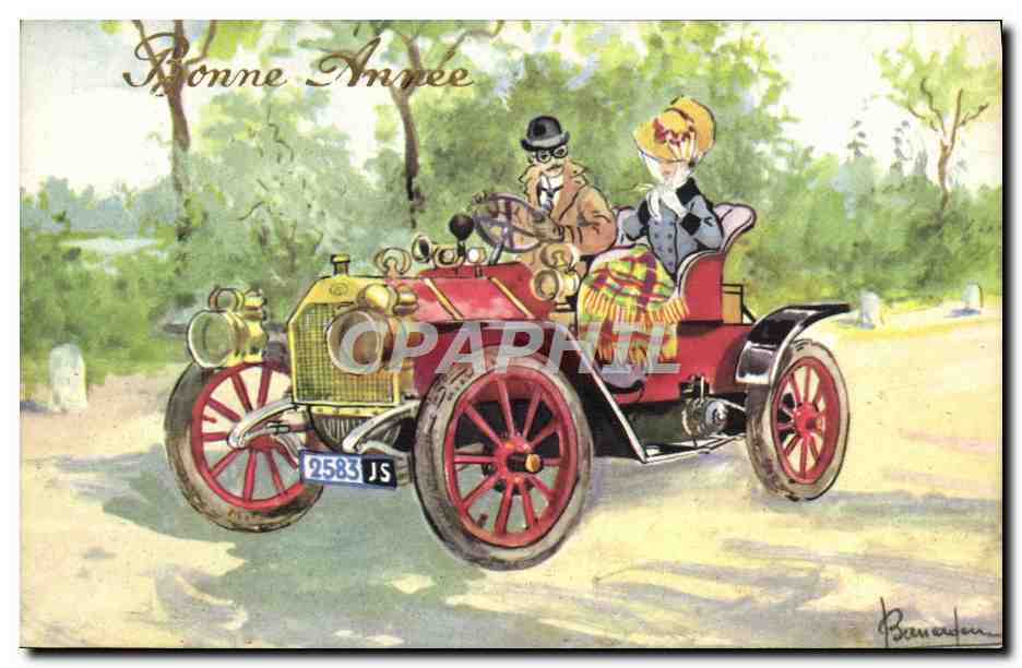 Couples en voiture — Bonne Année — Bernaudeau