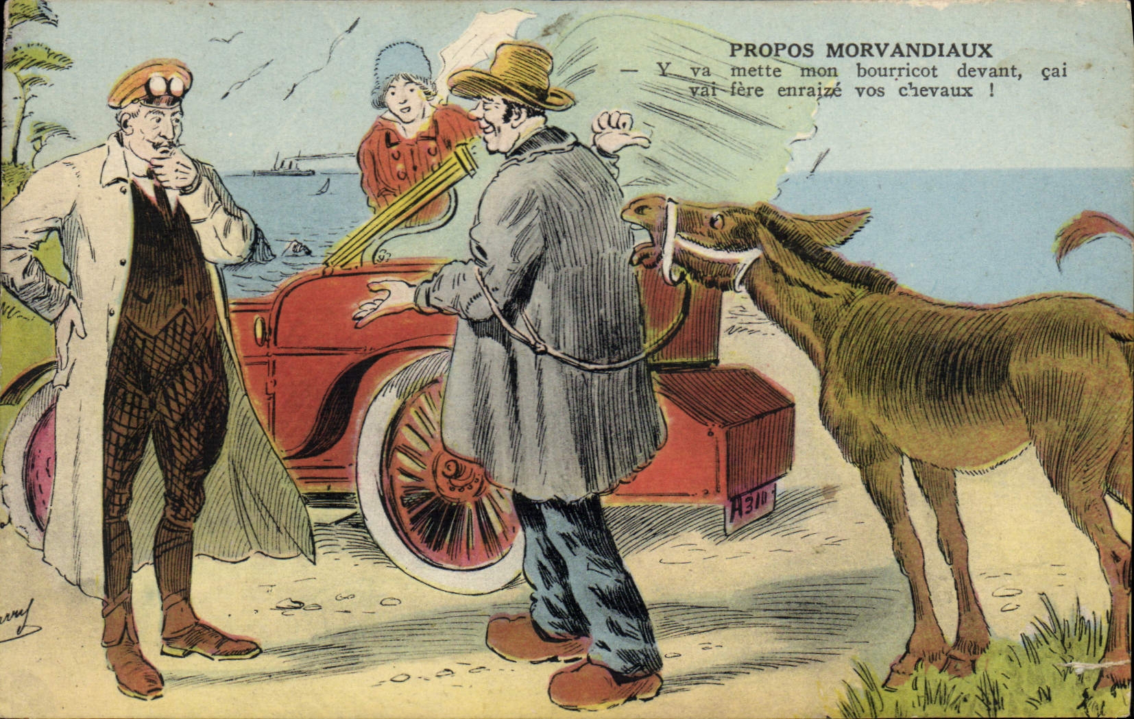 Propos Morvandiaux — Automobile et âne — éditeur non identifié