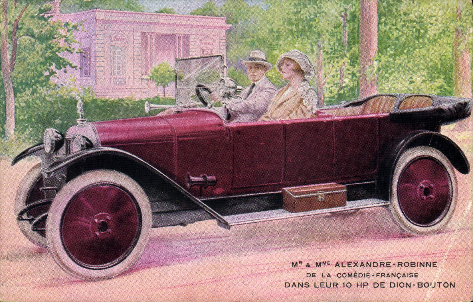 Mr & Mme Alexandre-Robinne — dans leur 10 HP de Dion-Bouton — J. Barreau, Paris