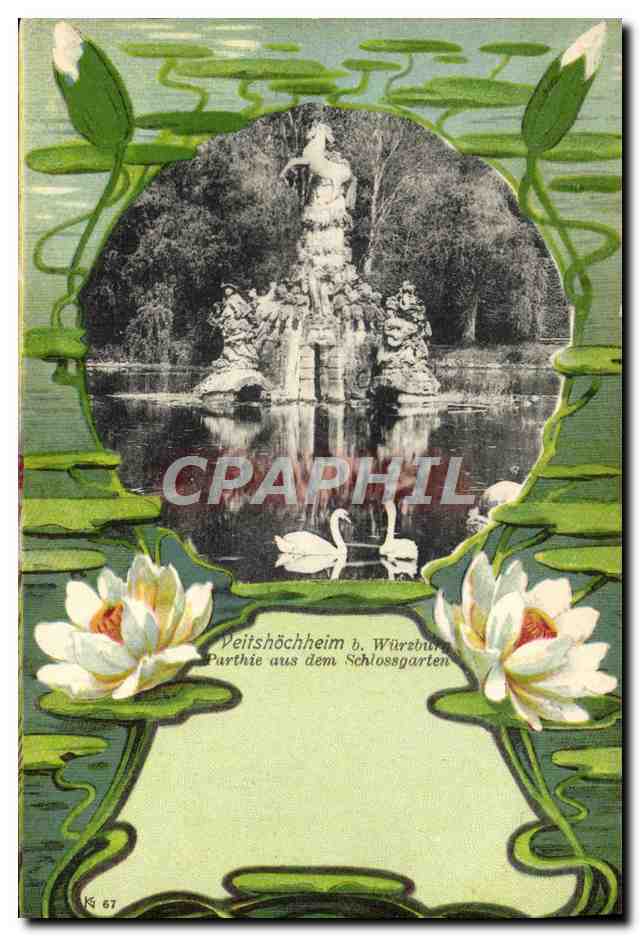 CPA Illustrateur Wurzburg Cygne Nenuphar 